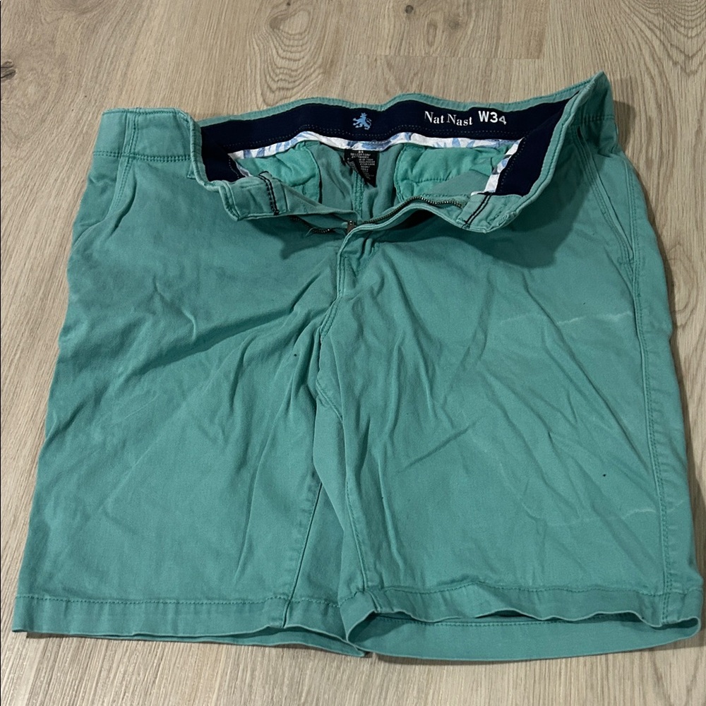 Nat Nast Men's Teal Flat Front Shorts